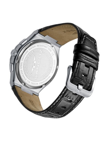 Sandoz 83015-53 Men's Chronograph Watch Black Leather Steel